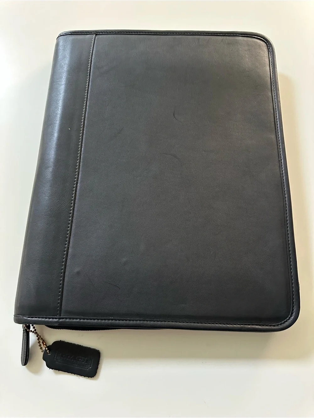 Coach Black Leather Zip Around Padfolio Portfolio Excellent Condition!- VINTAGE